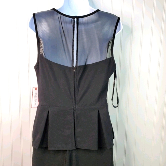 Bisou Bisou Black Mesh Pleated Peplum Dress - Picture 4 of 6